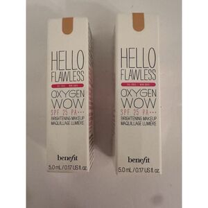 2 New BENEFIT HELLO FLAWLESS OXYGEN WOW SPF25 BRIGHTENING MAKEUP .17oz Champagne